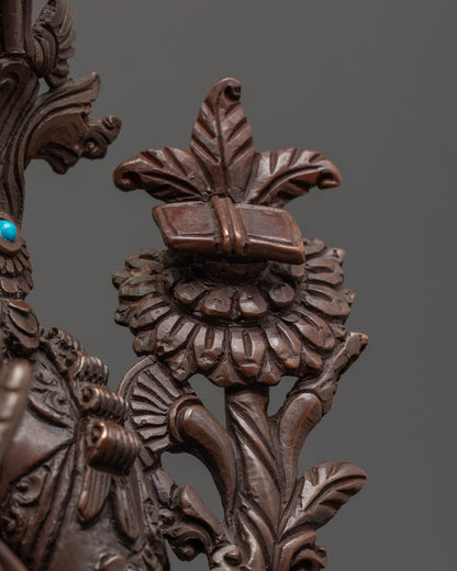 Handcrafted Oxidized Manjushri Statue | Buddhist Deity of Wisdom