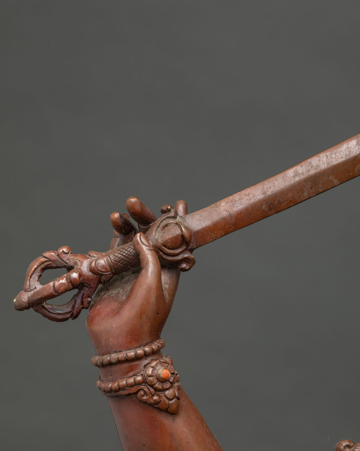 Manjushri Handmade Statue – Oxidized Copper Buddhist Altar Figurine