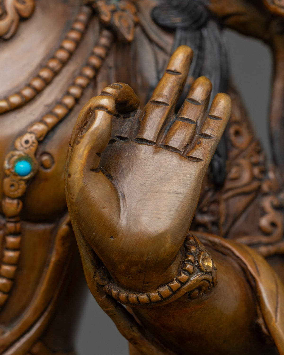 Oxidized Manjushri Copper Statue – Buddhist Wisdom Deity Figurine