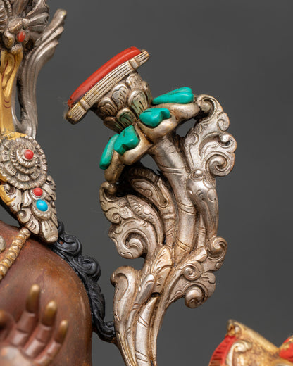 Simhanada Manjushri Seated on Throne Statue | Handmade in Nepal