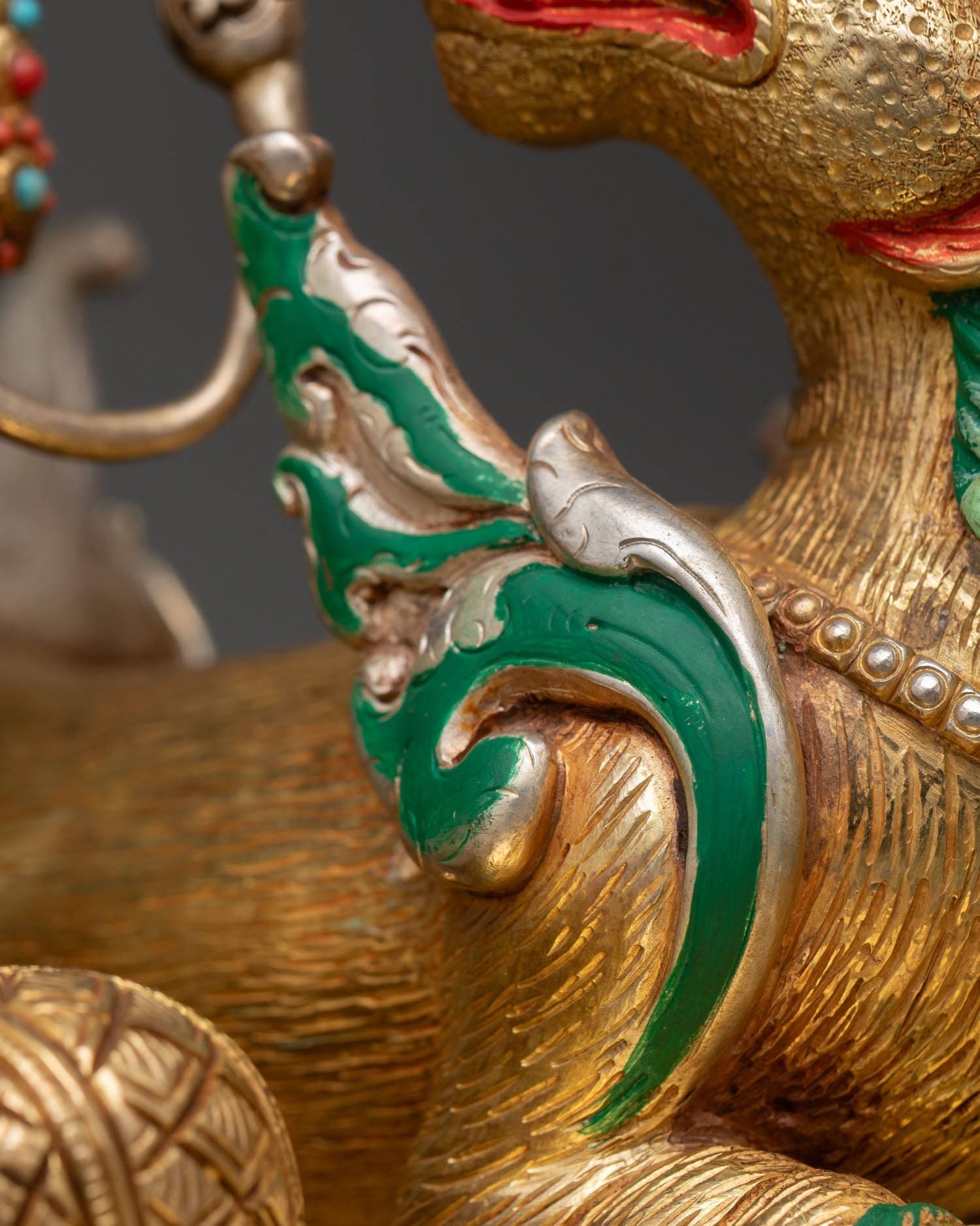 Simhanada Manjushri Seated on Throne Statue | Handmade in Nepal