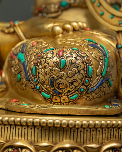 Manjushri Statue – Fully Gold Fire-Gilded Copper Sculpture