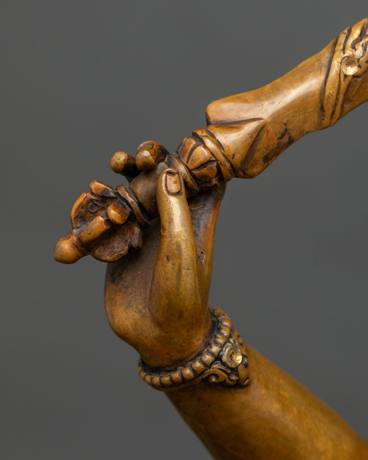 Oxidized Manjushri Copper Statue – Buddhist Wisdom Deity Figurine