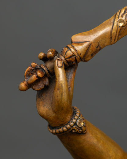 Oxidized Manjushri Copper Statue – Buddhist Wisdom Deity Figurine