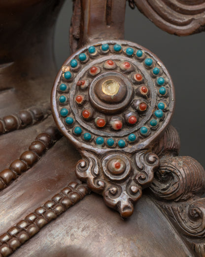 Manjushri Handmade Statue – Oxidized Copper Buddhist Altar Figurine
