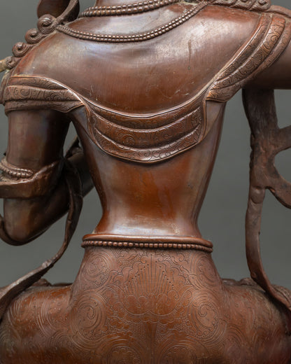 Manjushri Handmade Statue – Oxidized Copper Buddhist Altar Figurine