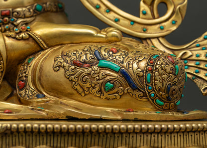 Manjushri Statue – Fully Gold Fire-Gilded Copper Sculpture