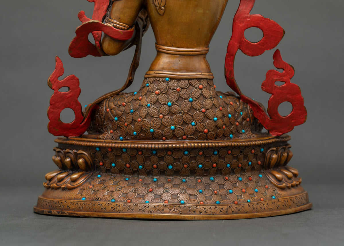 Oxidized Manjushri Copper Statue – Buddhist Wisdom Deity Figurine