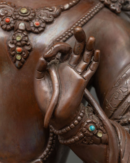 Manjushri Handmade Statue – Oxidized Copper Buddhist Altar Figurine