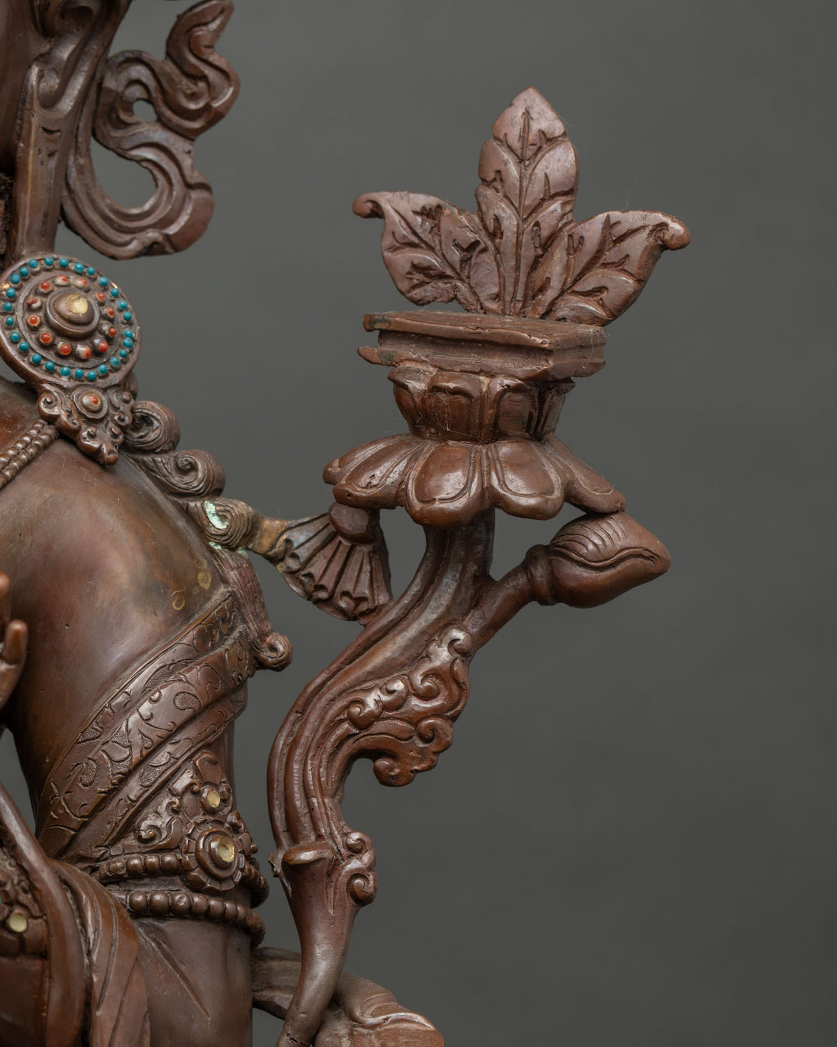 Manjushri Handmade Statue – Oxidized Copper Buddhist Altar Figurine