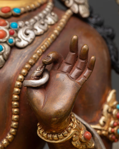 Simhanada Manjushri Seated on Throne Statue | Handmade in Nepal