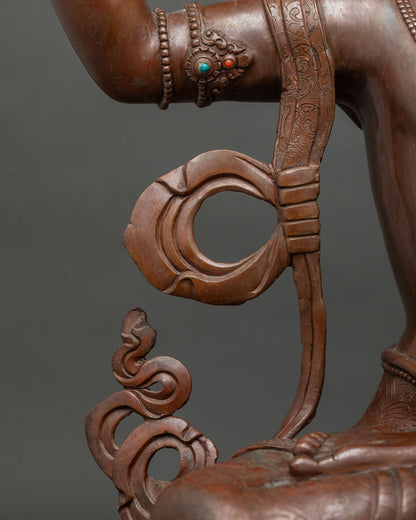 Manjushri Handmade Statue – Oxidized Copper Buddhist Altar Figurine