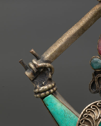 Turquoise Manjushri Statue | Beautiful Newari Buddhist Artistry