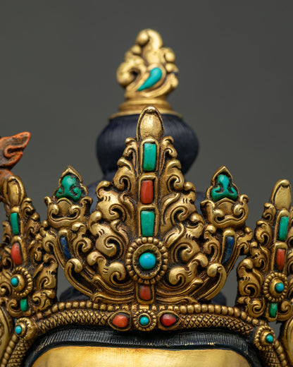 Manjushri Statue – Fully Gold Fire-Gilded Copper Sculpture