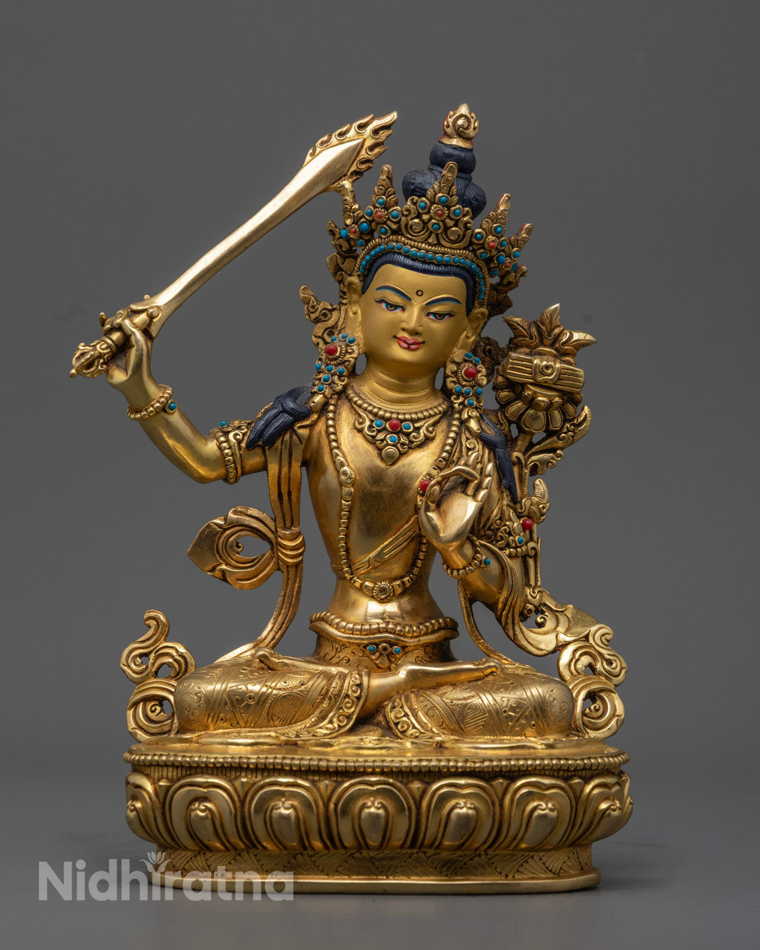 Handmade Manjushri Statue with Sword of Wisdom