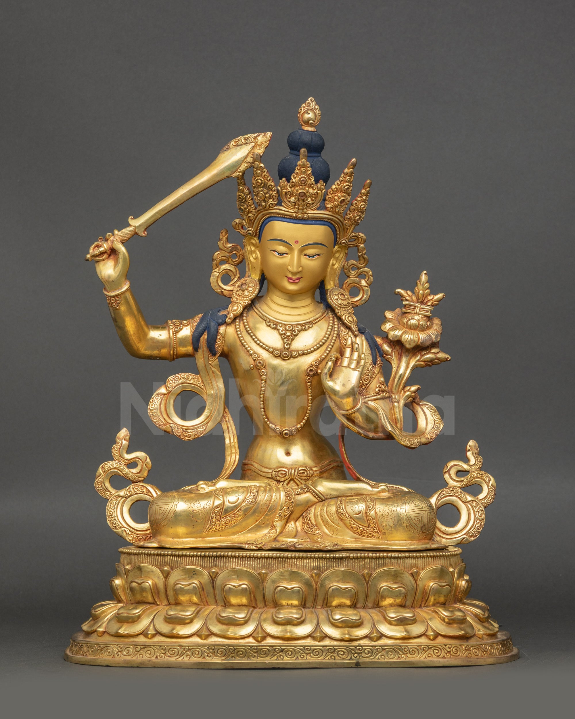 Manjushri Sculpture Handcrafted by Newari Artisans from Patan Nepal