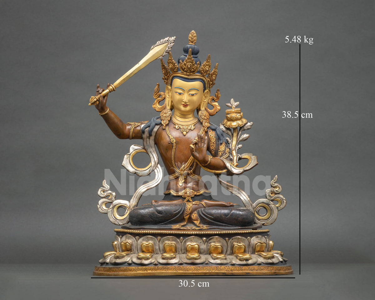 Manjushri (Jampelyang) Statue | Chemically Oxidized Copper Sculpture