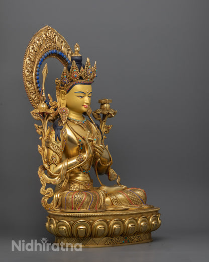 Manjushri Statue – Handcrafted in Nepal with 24k Gold