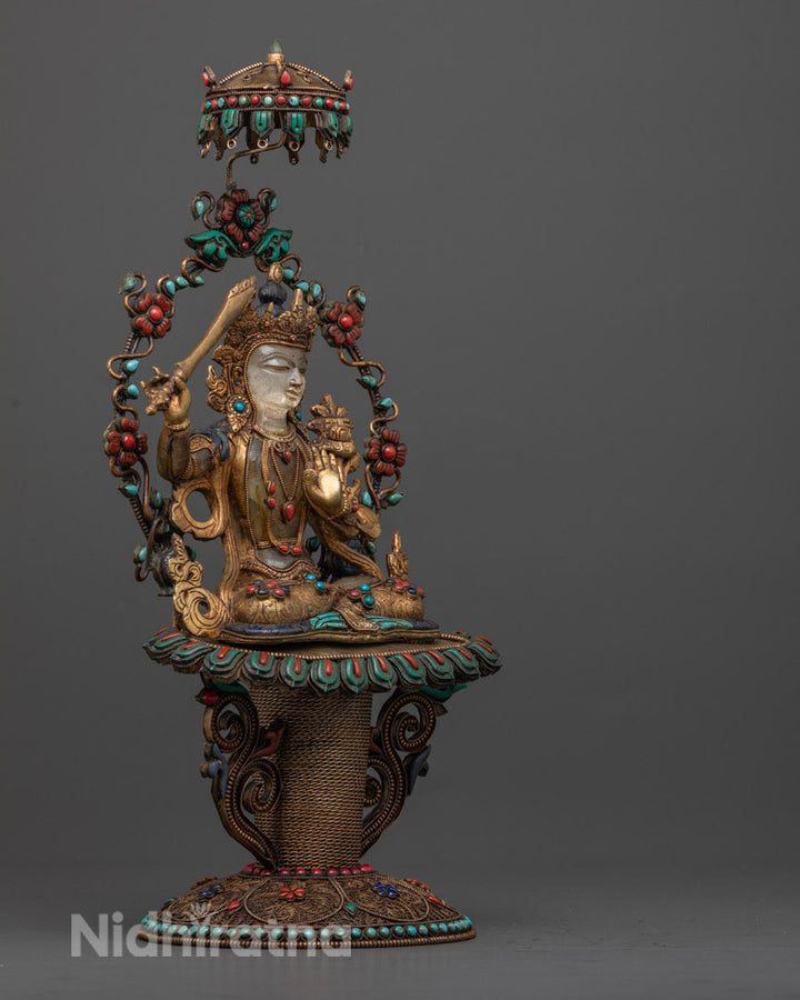 Handmade Crystal Manjushri Statue | Tibetan Artwork