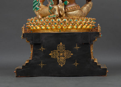 Simhanada Manjushri Seated on Throne Statue | Handmade in Nepal