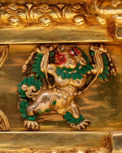 Simhanada Manjushri Seated on Throne Statue | Handmade in Nepal