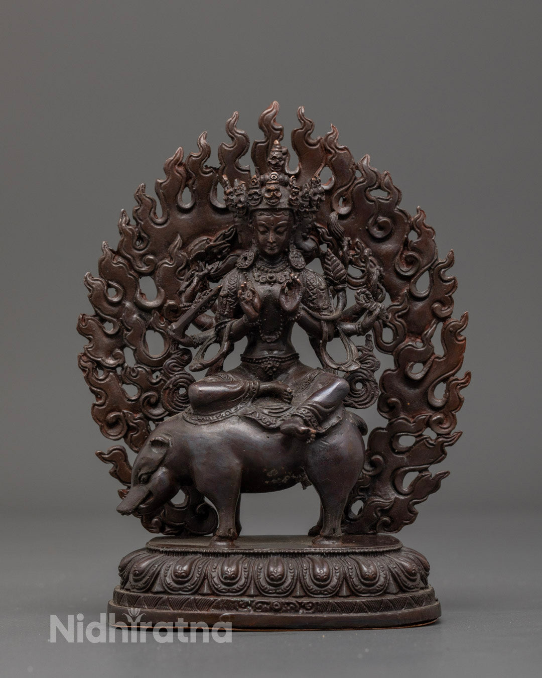 Marichi Goddess Statue | Oxidized Copper Sculpture
