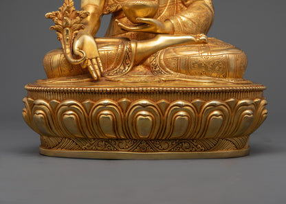Hand-Carved Medicine Buddha Statue | Tibetan Buddhist Healing Symbol