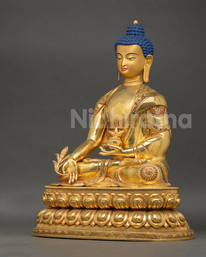 Medicine Buddha Statue | 24K Gold Fire-Gilded Copper Art