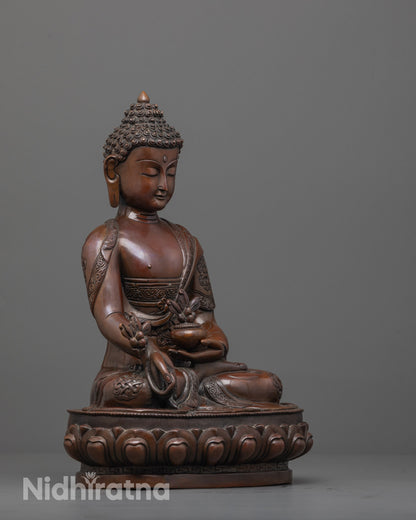 Oxidized Medicine Buddha Statue | Healing Bhaisajyaguru Sculpture
