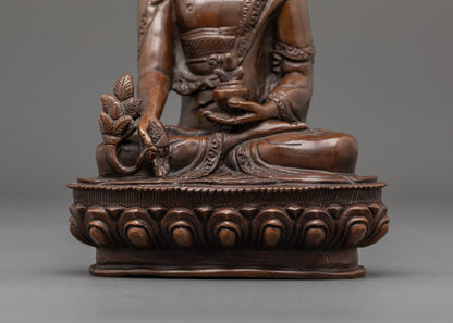 Bhaisajyaguru Medicine Buddha Statue | Oxidized Copper