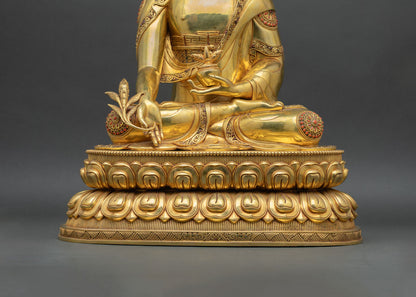 Medicine Buddha Statue | 24K Gold Fire-Gilded Copper Art