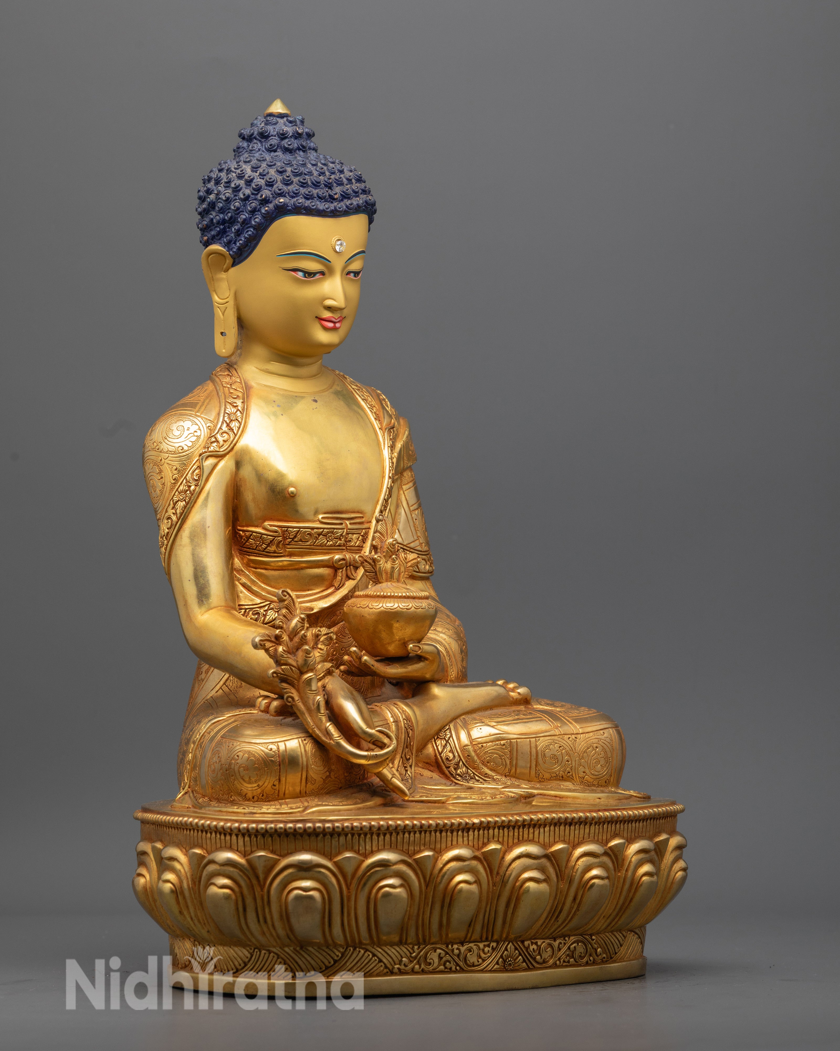 Hand-Carved Medicine Buddha Statue | Tibetan Buddhist Healing Symbol