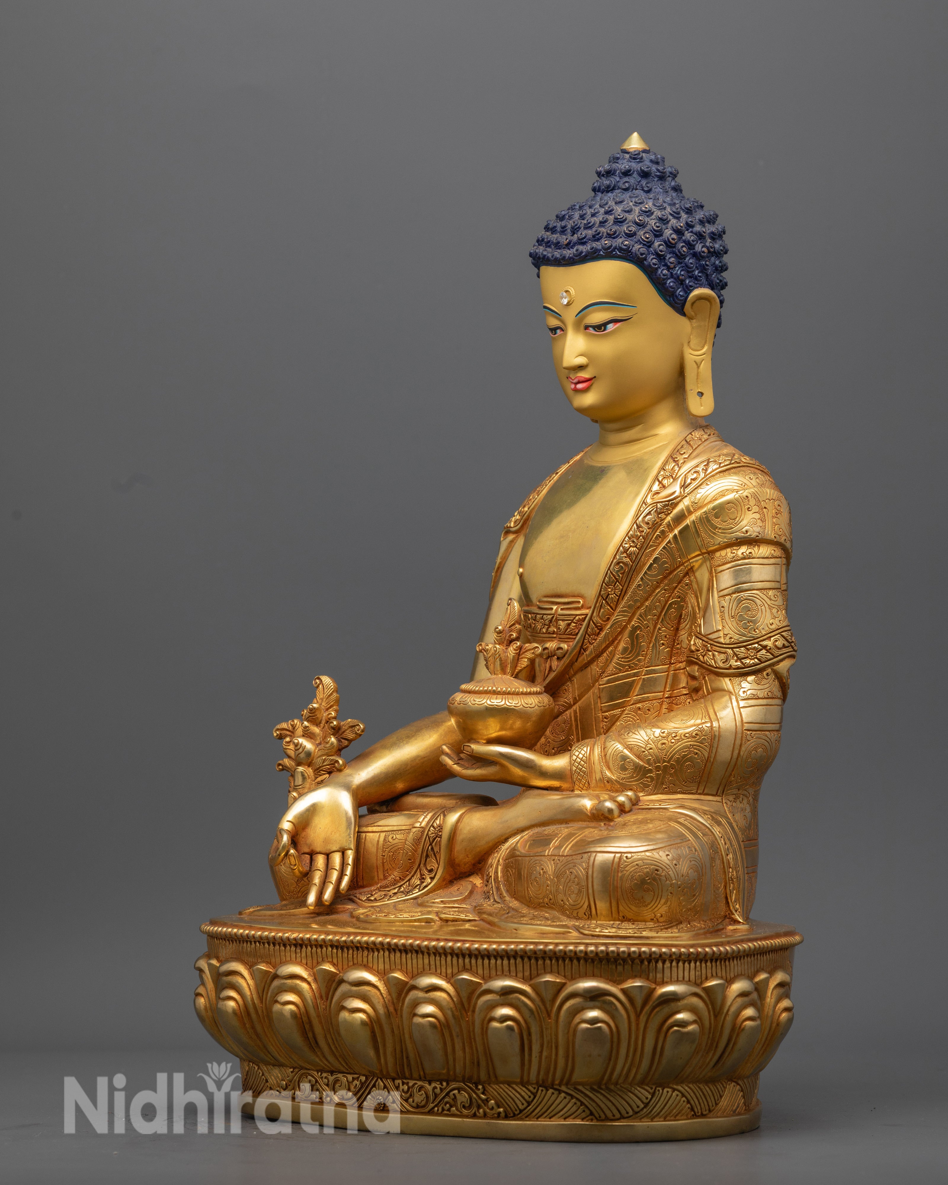 Hand-Carved Medicine Buddha Statue | Tibetan Buddhist Healing Symbol