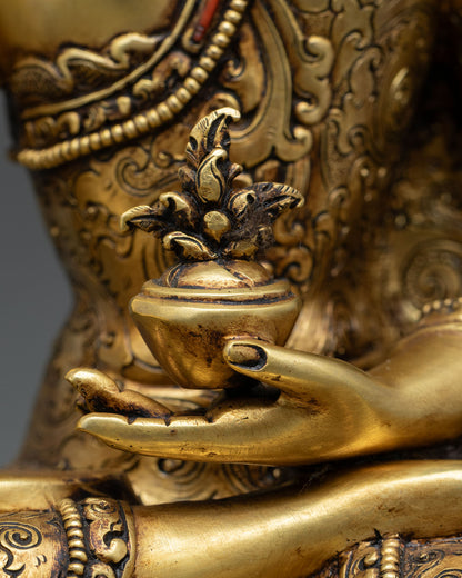 Medicine Buddha Sculpture | Gold Fire-Gilded Artwork