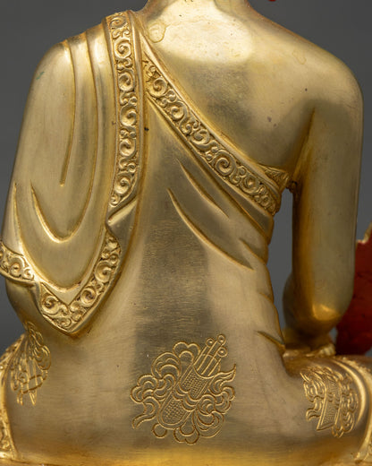 Medicine Buddha Statue – Gold Gilded Copper Sculpture from Nepal
