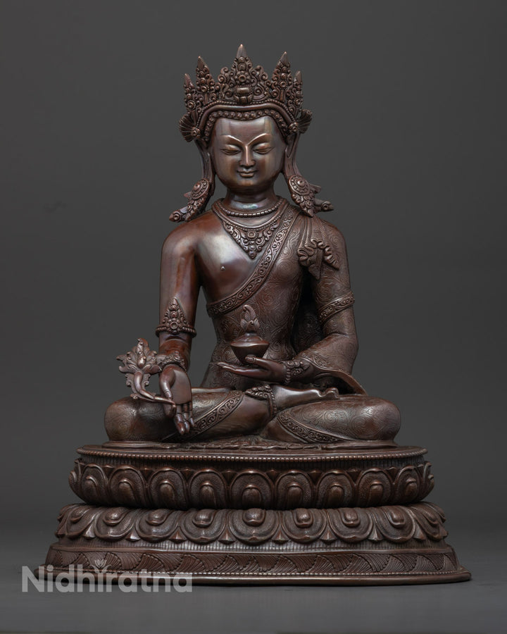 Oxidized Copper Medicine Buddha Statue