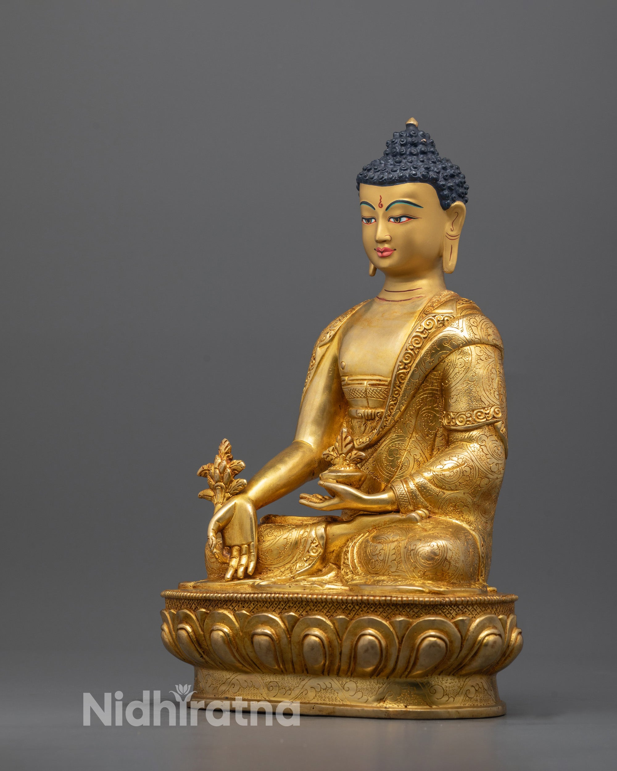 Nepalese Medicine Buddha Statue | Lost-Wax Copper Art