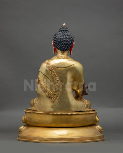 Medicine Buddha Back View Double-Layered Lotus Seat with Auspicious Symbols