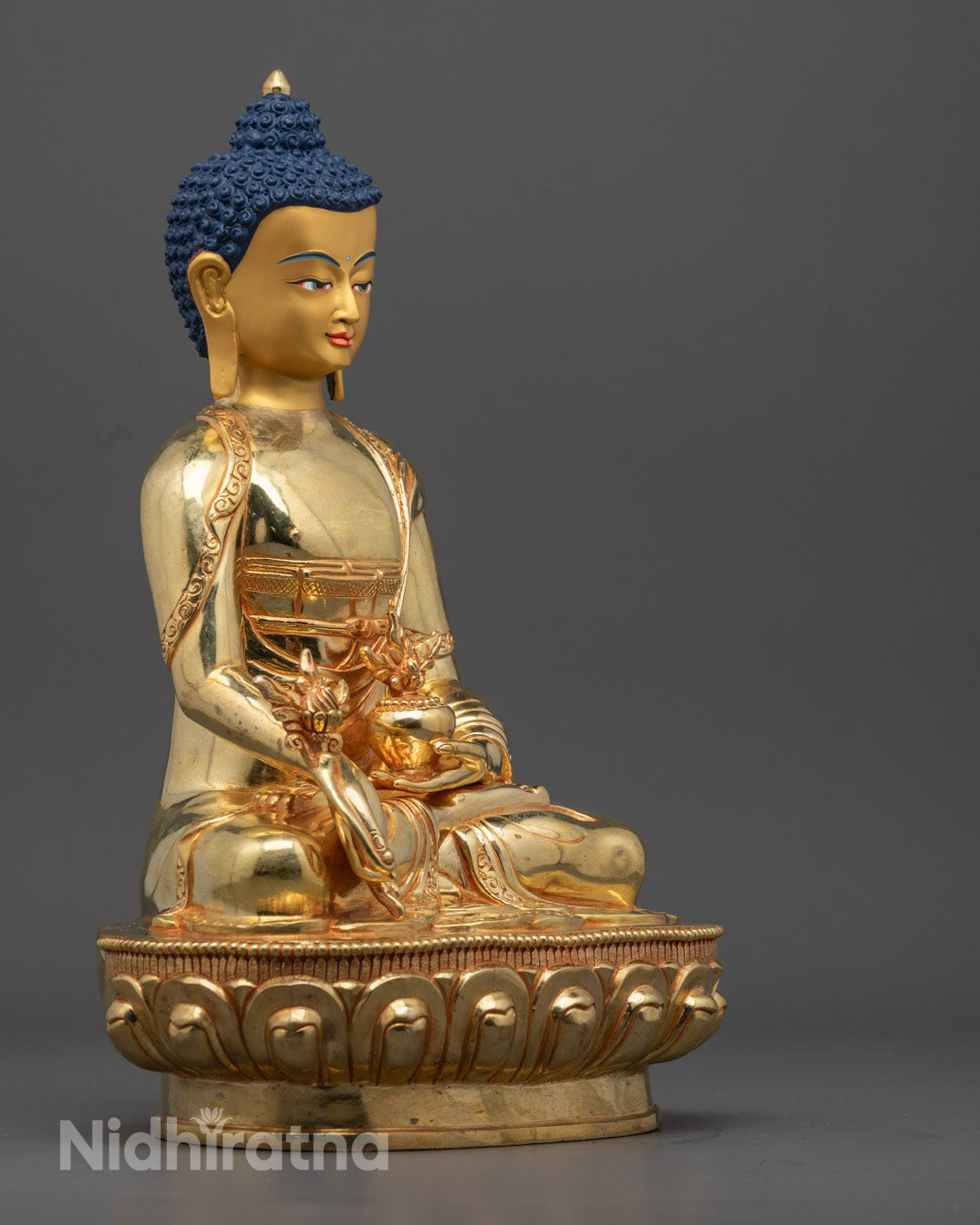 Medicine Buddha Statue – Hand-Carved Tibetan Healing Deity Sculpture