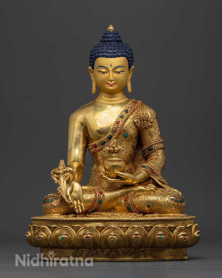 Adorned with Semi-Precious Stones | Medicine Buddha Statue | Healing Buddha Statue