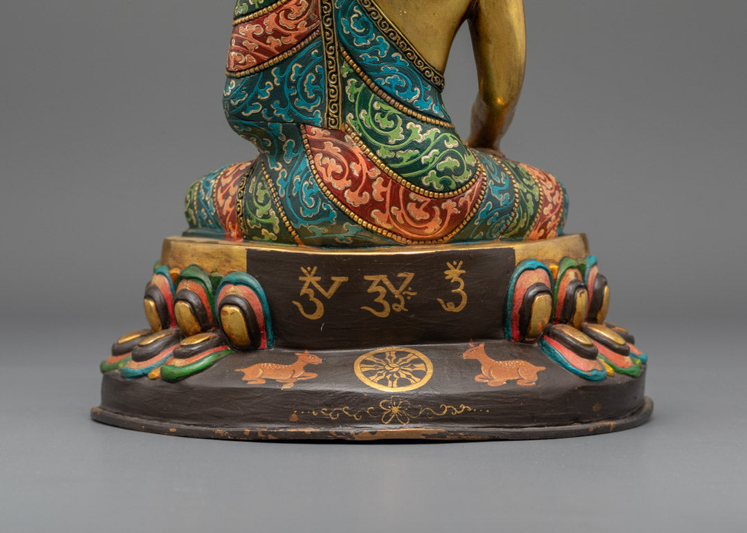 Sacred Yellow Shakyamuni Buddha Statue | Traditional Artwork