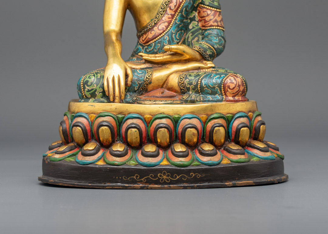 Sacred Yellow Shakyamuni Buddha Statue | Traditional Artwork