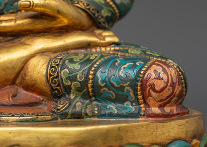 Sacred Yellow Shakyamuni Buddha Statue | Traditional Artwork