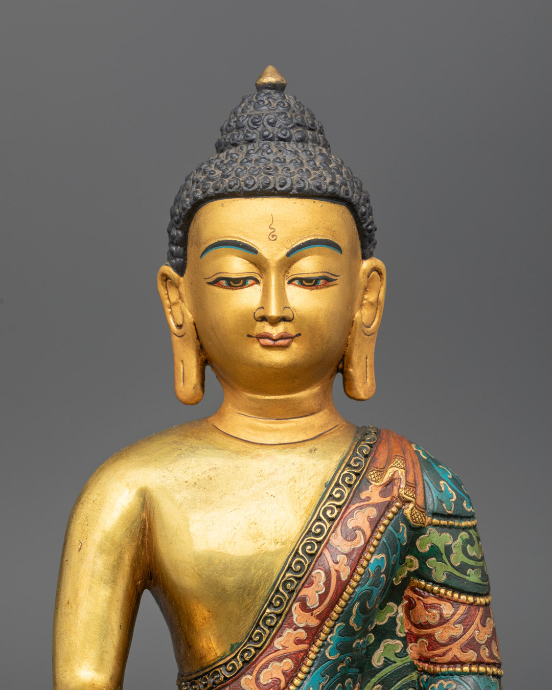 Sacred Yellow Shakyamuni Buddha Statue | Traditional Artwork