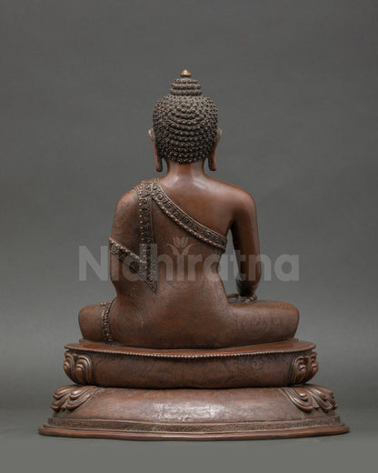Meditation Shakyamuni Buddha seated on double lotus with monk bowl