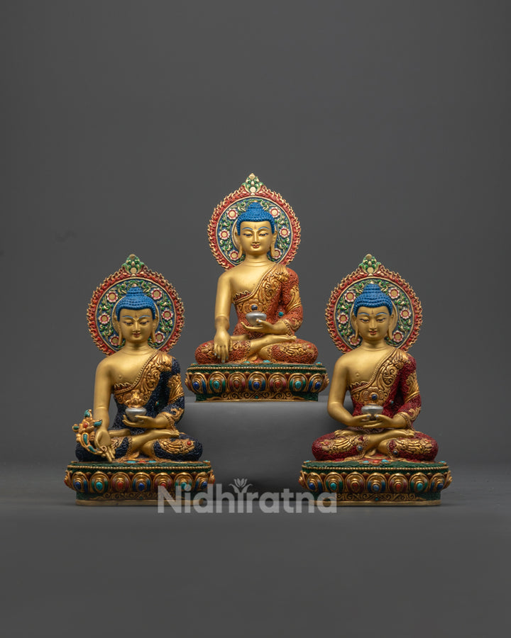 Three Buddha Set – Handcrafted Buddhist Statue