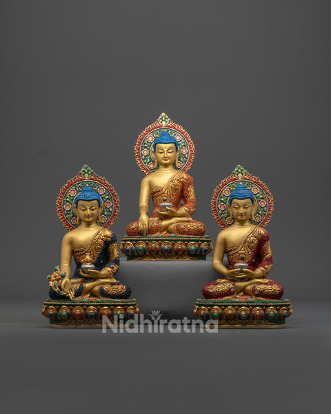 Three Buddha Set – Handcrafted Buddhist Statue – Nidhiratna