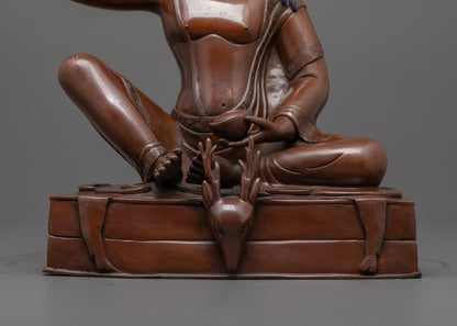 Tibetan Oxidized Copper Milarepa Statue | Sacred Yogi Hermit
