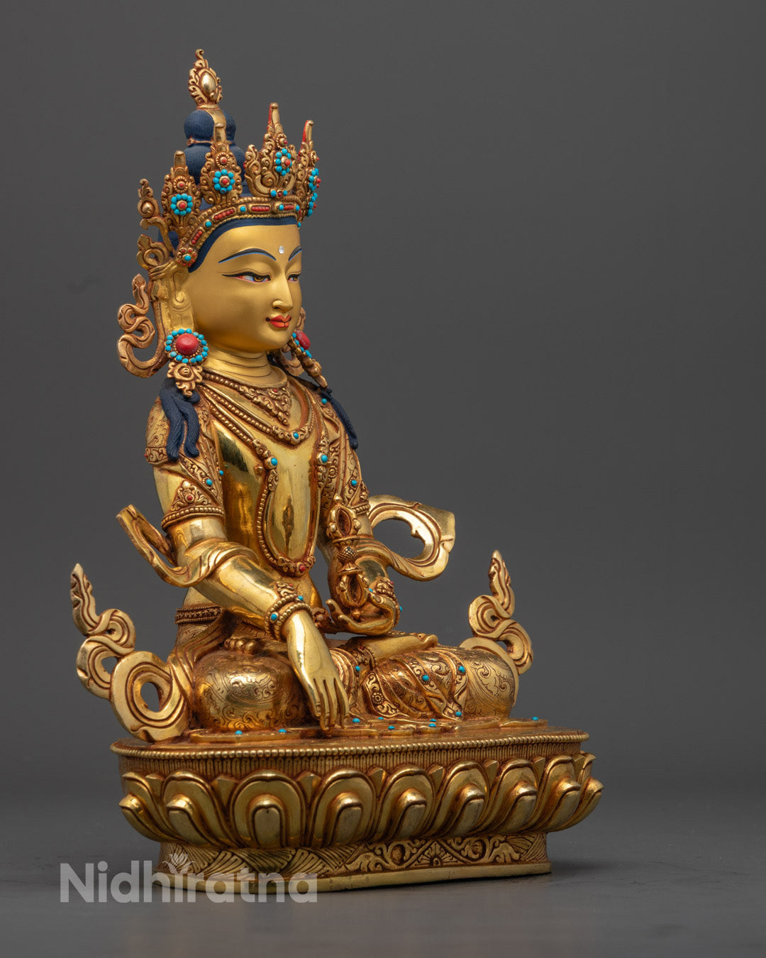 Mitrugpa Buddha Statue – Hand-Carved Oxidized Copper for Compassion and Protection