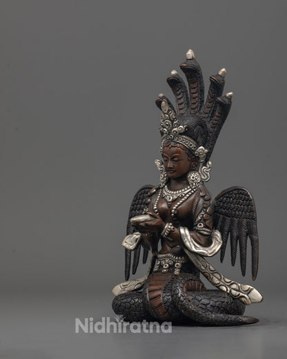 Female Serpent Naga Kanya Statue | Oxidized Copper Statue